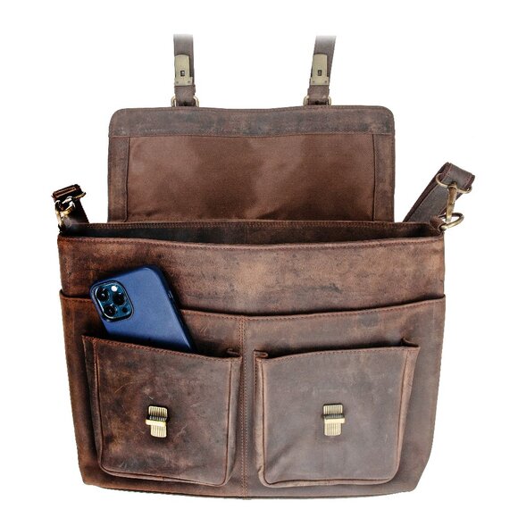 Artizanni Briefcase Duffel Bag, 15''  Laptop Shoulder Bag/ Satchel Bag Messenger - Picture 2 of 4